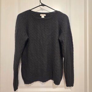 Tweeds 100% Cashmere Black Cable Knit Sweater Sz Large Quiet Luxury Old Money